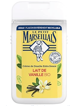 Le Petit Marseillais – Crème de douche extra douce au lait de vanille bio (flacon de 250 ml) 