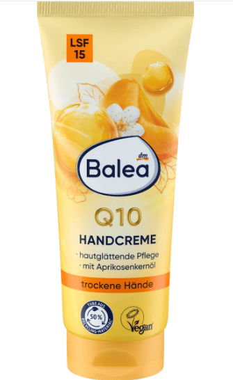 Crème mains Q10 à l'huile d'abricot et SPF 15, 100 ml